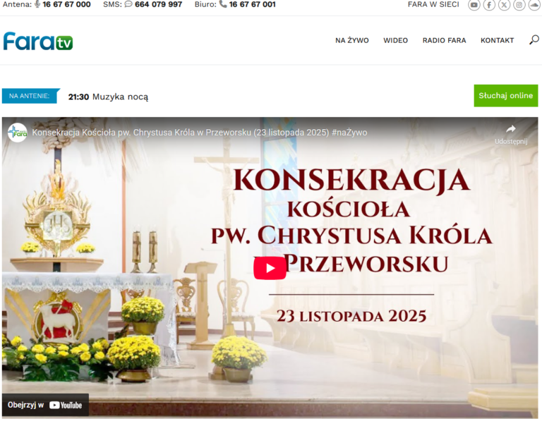 Transmisja na żywo z Uroczystości Poświęcenia Kościoła